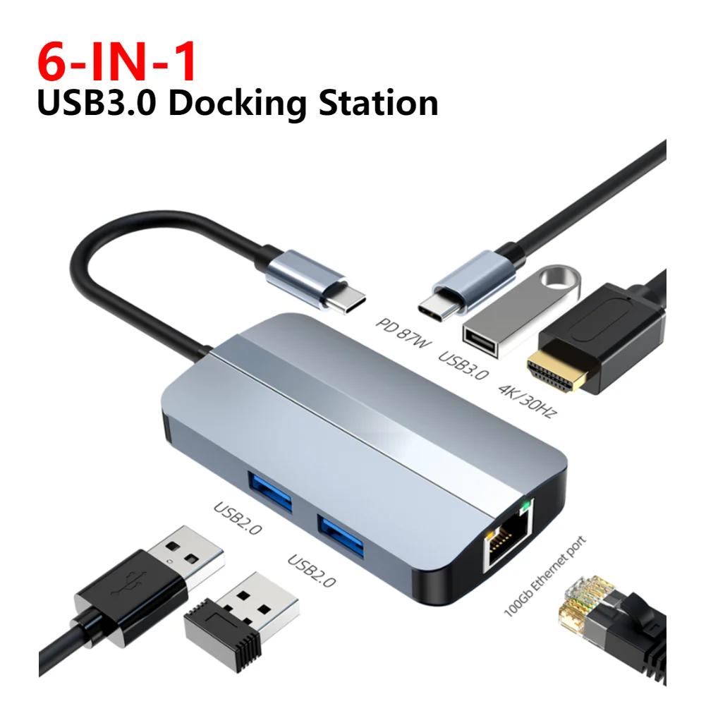 PC ƮϿ USB 3.0 2.0 Ƽ Ʈ  , 6  1 ŷ ̼, HDMI ȣȯ, 4K, 30HZ, 5Gbps SD TF ī 